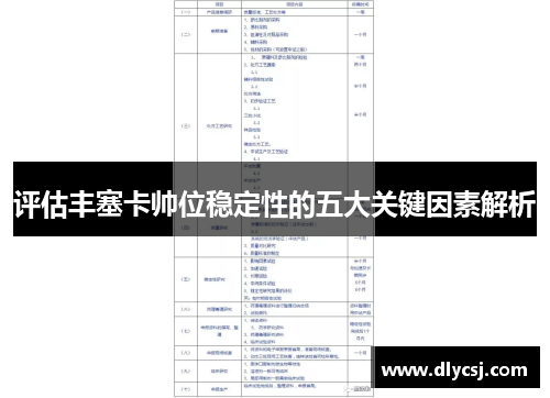 评估丰塞卡帅位稳定性的五大关键因素解析